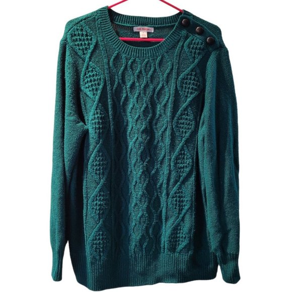 Joe Fresh Sweaters - 1X Joe Fresh Forest Green Cable Sweater with Button Collar